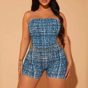 NWT All over print chain details tube unitard romper size XS /2